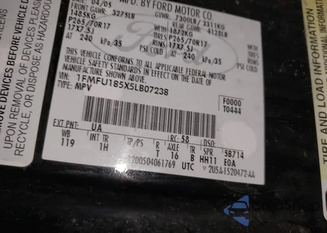 2005 Ford Expedition Eddie Bauer/King Ranch из США, поврежденный, VIN 1FMFU185X5LB07238